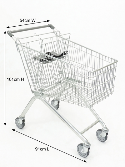Shopping Trolley - 125 Litre Zinc Plated Wire Basket