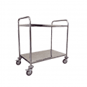 2 Shelf Stainless Steel Tray Trolley – 100kg Capacity with Braked Castors