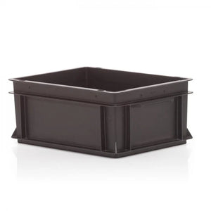 15 litre electro conductive ESD stackable polypropylene storage box with solid walls and base
