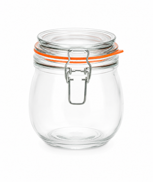 500ml clear glass jar with clip-top fastening and Kiln Clip neck finish