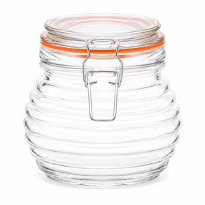 650ml Bienenstock Kilnclip Rippenglasbehälter