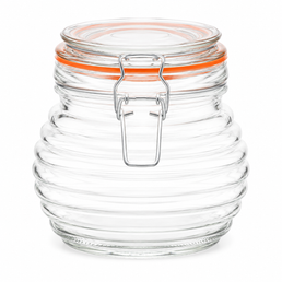 650ml Beehive Kilnclip Ribbed Glass Jar