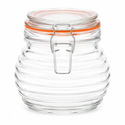 650ml Beehive Kilnclip Ribbed Glass Jar