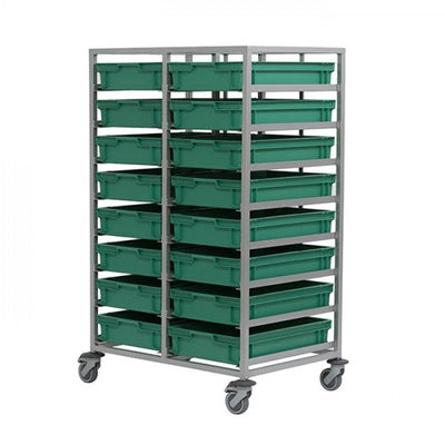 Double Euro Trolley for 16 x 23.7L Euro Stacking Boxes Silver Mild Steel