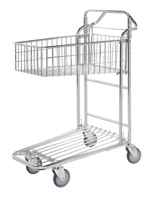 Shop Trolley with Basket – Stackable Storage and Retail Trolley