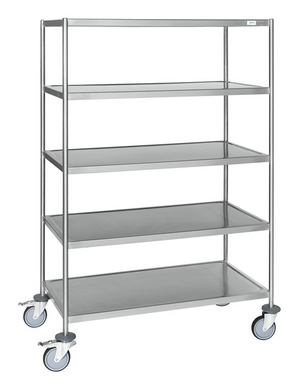 Fully Welded 5-Tier Stainless Steel Trolley (No Handles) – C3 (AISI 304) – 1075 × 575 × 1650 mm