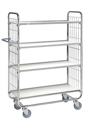 Series 8000 Shelving Trolley – Electrogalvanised with Central Lock – 250 kg Capacity (1395 × 470 × 1590 mm)