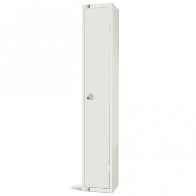 All White Steel Locker with Cam Key Lock, 450mm Depth