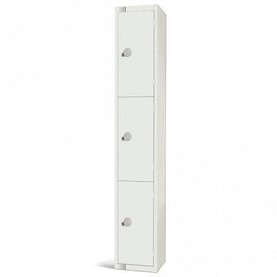 All White Steel Locker with Cam Key Lock, 450mm Depth