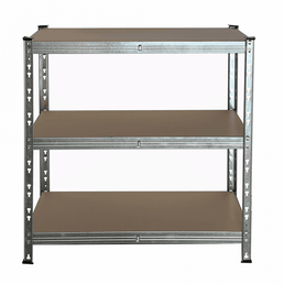 Boltless Galvanised Shelving Unit with 3 MDF Shelf Levels, 175kg Per Level, 900mm High