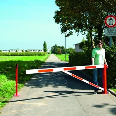 Compact Swing Barrier Gate, 1000mm Post Height, Red and White