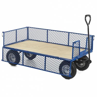 Industrial Turntable Platform Trolley with Plywood Base & Mesh Sides – 1500 x 750mm, 500kg