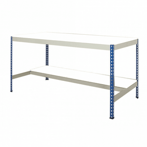 Rivet Workbench with Melamine Worktop and Half Undershelf