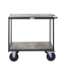 Heavy Duty 2 Shelf Tray Trolley, Steel & Timber Shelves, 600kg Load Capacity