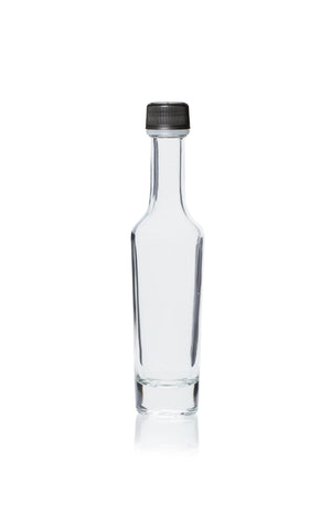 100ml clear glass Mille bottle with screw neck finish and black lid